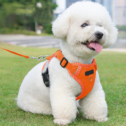 Tyidzon Small Dog Harness with Pet Lead, Puppy Harness Reflective Step-in Puppy Pet Harnesses for Small Medium Dogs and Cats Orange