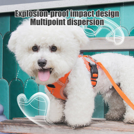 Tyidzon Small Dog Harness with Pet Lead, Puppy Harness Reflective Step-in Puppy Pet Harnesses for Small Medium Dogs and Cats Orange