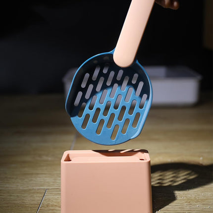 Cat Litter Scoop with Holder - Cat Litter Scoop - Cat Litter Sieve - Cat Litter Accessories - Cat Toilet Scoop - Feces Scoop - Pet Supplies - Cat Litter Care - Cat Litter Sieve Scoop - Dark Blue - 1 Piece