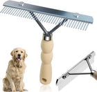 Tutuviw Undercoat Rake for Dogs for Grooming Large Dogs Grooming Brush Long Tooth Undercoat Dog Rake with Wood Handle Deshedding Tool Steel Comb Mane Brush Dog Deshedding Brush