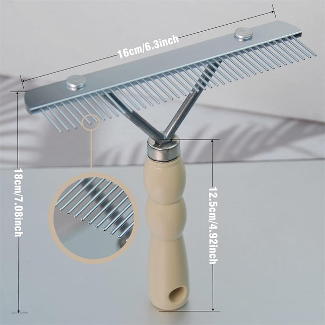 Tutuviw Undercoat Rake for Dogs for Grooming Large Dogs Grooming Brush Long Tooth Undercoat Dog Rake with Wood Handle Deshedding Tool Steel Comb Mane Brush Dog Deshedding Brush
