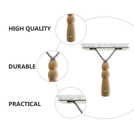 Tutuviw Undercoat Rake for Dogs for Grooming Large Dogs Grooming Brush Long Tooth Undercoat Dog Rake with Wood Handle Deshedding Tool Steel Comb Mane Brush Dog Deshedding Brush