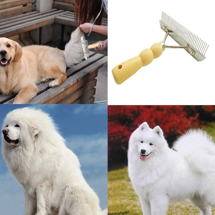 Tutuviw Undercoat Rake for Dogs for Grooming Large Dogs Grooming Brush Long Tooth Undercoat Dog Rake with Wood Handle Deshedding Tool Steel Comb Mane Brush Dog Deshedding Brush