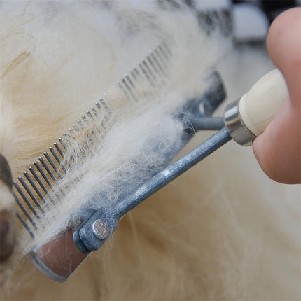 Tutuviw Undercoat Rake for Dogs for Grooming Large Dogs Grooming Brush Long Tooth Undercoat Dog Rake with Wood Handle Deshedding Tool Steel Comb Mane Brush Dog Deshedding Brush