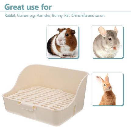 HOOWIFFY Pet Litter Box White Plastic, Durable for Rabbit and Small Animal Use