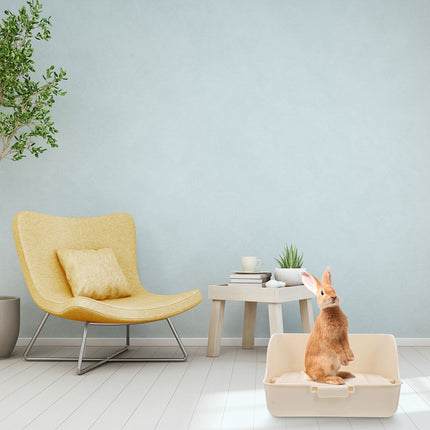 HOOWIFFY Pet Litter Box White Plastic, Durable for Rabbit and Small Animal Use