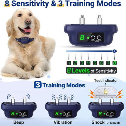 Dog Bark Collar for Large Medium Dogs,Automatic Barking Collar with 3 Training Mode,Rechargeable Anti Bark Collar （blue）