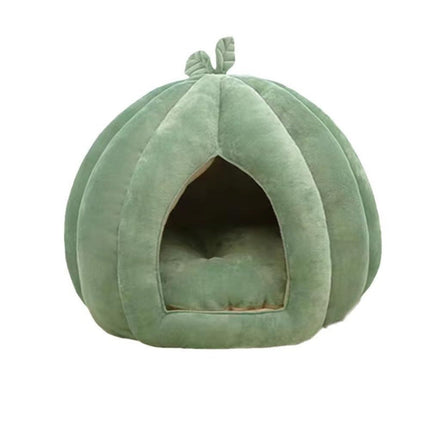 Cat Beds for Indoor Cats, Pumpkin Cat House,Cute Pumpkin Shape Cat Cave Bed Cat Tent with Removable Cushion, Warm Cave Nest Sleeping Bed Puppy House (Green S)