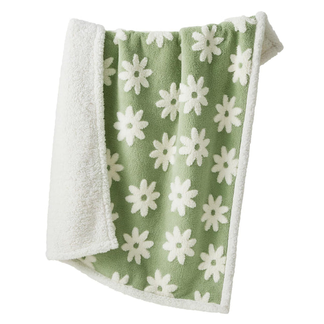 Puppy Blanket for Small Dogs - Washable Double Sided Dog Blankets with Warm Jacquard Shag and Soft Sherpa Fleece, Pet Cat Blanket for Couch Protection, 3D Textured Cloud, Green