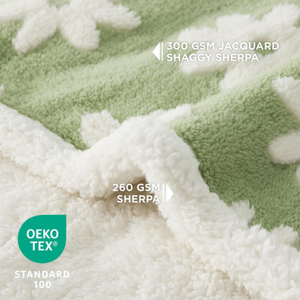 Puppy Blanket for Small Dogs - Washable Double Sided Dog Blankets with Warm Jacquard Shag and Soft Sherpa Fleece, Pet Cat Blanket for Couch Protection, 3D Textured Cloud, Green