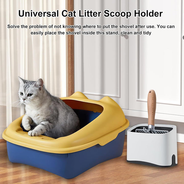 Cat Litter Scoop Holder, Universal Scooper Storage for Any  Shovel, Durable Removable Scoop Stand , Suitable for Most Metal and Plastic Litter Scooper, White