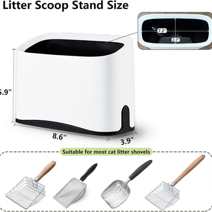 Cat Litter Scoop Holder, Universal Scooper Storage for Any  Shovel, Durable Removable Scoop Stand , Suitable for Most Metal and Plastic Litter Scooper, White