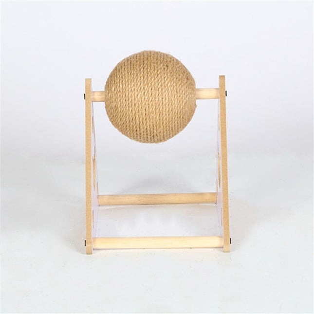 Cat Scratcher Toy,Natural Sisal Rope Cat Scratching Ball Scratcher Toy with Ball for Cats& Kittens&Dogs&Puppy, Interactive Solid Wood Scratcher Pet Toy (large size)