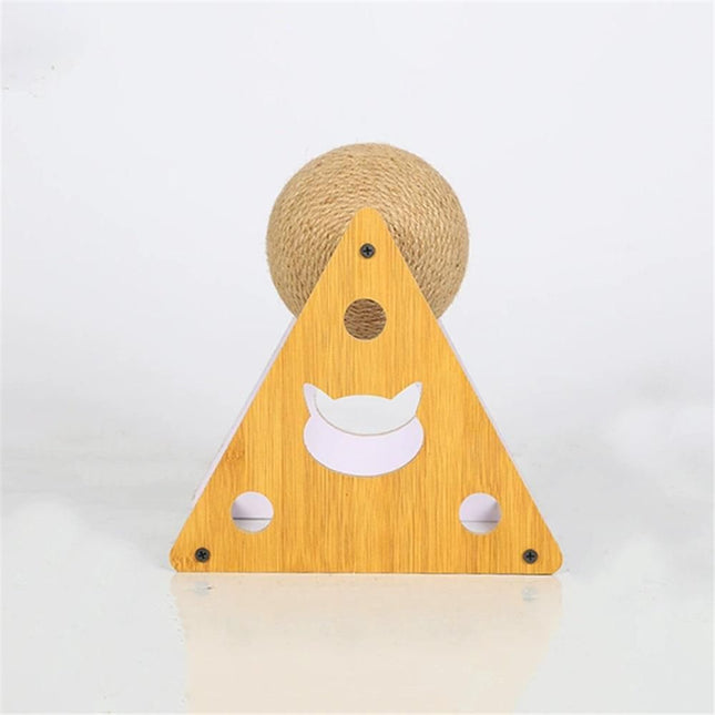 Cat Scratcher Toy,Natural Sisal Rope Cat Scratching Ball Scratcher Toy with Ball for Cats& Kittens&Dogs&Puppy, Interactive Solid Wood Scratcher Pet Toy (large size)