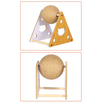 Cat Scratcher Toy,Natural Sisal Rope Cat Scratching Ball Scratcher Toy with Ball for Cats& Kittens&Dogs&Puppy, Interactive Solid Wood Scratcher Pet Toy (large size)