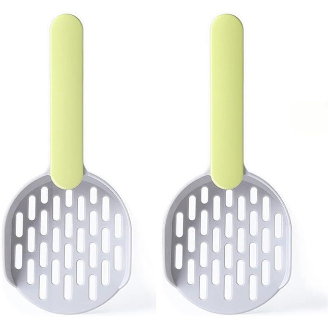 2 pack Easy to Clean Sifting Litter Scoop Shovel,Cat Litter Cat Poop Tool High-Grade ABS Plastic Cat Litter Scoop is Durable (Green)