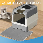 Huge Cat Litter Box Bundle with Free Litter Mat & Scoop,Drawer Type Enclosed Potty, Anti-Splashing Cat Toilet Cleaning Kit for Big Cats
