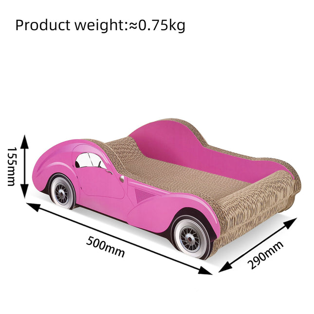 Bestselling Red Racing Car Cat Scratcher Bed | Corrugated Cardboard Durable Cat Bed + Scratcher 2-in-1, Suitable for Cats Under 7kg(PINK)