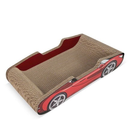 Bestselling Red Racing Car Cat Scratcher Bed | Corrugated Cardboard Durable Cat Bed + Scratcher 2-in-1, Suitable for Cats Under 7kg(PINK)