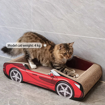 Bestselling Red Racing Car Cat Scratcher Bed | Corrugated Cardboard Durable Cat Bed + Scratcher 2-in-1, Suitable for Cats Under 7kg