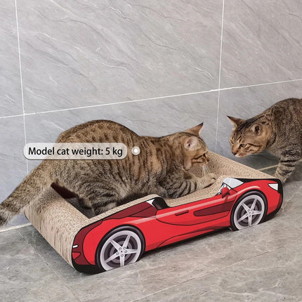 Bestselling Red Racing Car Cat Scratcher Bed | Corrugated Cardboard Durable Cat Bed + Scratcher 2-in-1, Suitable for Cats Under 7kg