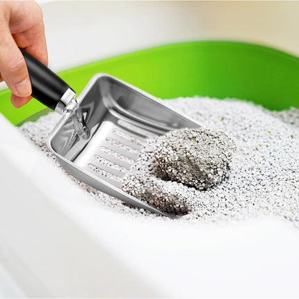 Cat Litter Scoop - Stainless Steel Metal Cat Litter Scoop-Kitty Metal Scooper-Sturdy Mesh Scooper - Mesh Shovel-Easy to Clean - Suitable for Cat Litter Box - Light Black