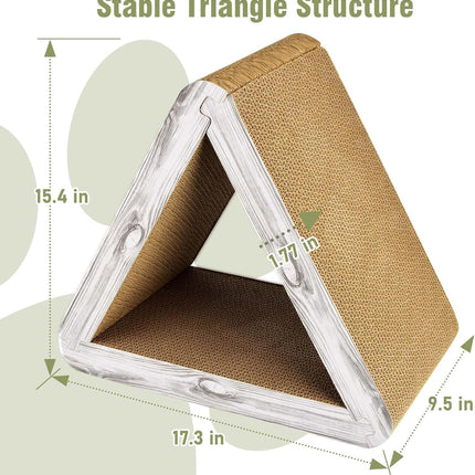 Foldable Triangle Cat Scratcher - 6 Usable Sides Cat Scratcher for Indoor Cats - Vertical Cat Board Pads