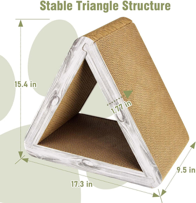 Foldable Triangle Cat Scratcher - 6 Usable Sides Cat Scratcher for Indoor Cats - Vertical Cat Board Pads