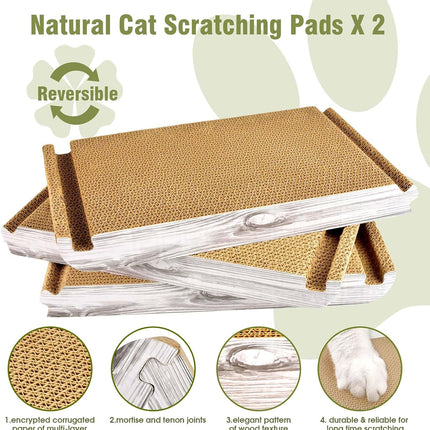 Foldable Triangle Cat Scratcher - 6 Usable Sides Cat Scratcher for Indoor Cats - Vertical Cat Board Pads