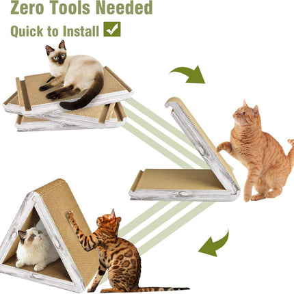 Foldable Triangle Cat Scratcher - 6 Usable Sides Cat Scratcher for Indoor Cats - Vertical Cat Board Pads