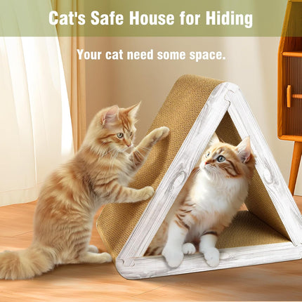 Foldable Triangle Cat Scratcher - 6 Usable Sides Cat Scratcher for Indoor Cats - Vertical Cat Board Pads