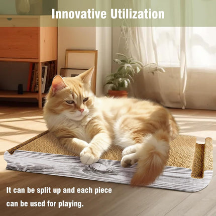 Foldable Triangle Cat Scratcher - 6 Usable Sides Cat Scratcher for Indoor Cats - Vertical Cat Board Pads