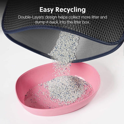 Cat Litter Mat, Kitty Litter Trapping Mat, Honeycomb Double Layer Mats, No Phthalate, Urine Waterproof, Easy Clean, Scatter Control, Catcher Litter Tray Box Rug Carpet