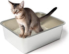 Stainless Steel Cat Litter Box, High Sides Kitten Toilet, Top Open Pet Tray, Non-Stick, Odorless, Rt-Resistant, Easy-Clean Pan, Silver Box (24x16x6 Inch)
