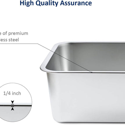 Stainless Steel Cat Litter Box, High Sides Kitten Toilet, Top Open Pet Tray, Non-Stick, Odorless, Rt-Resistant, Easy-Clean Pan, Silver Box (24x16x6 Inch)