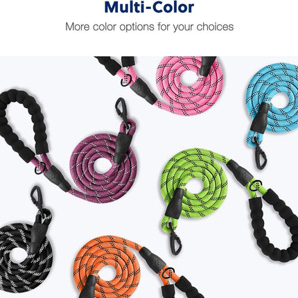 5 FT Strong Dog Leash with Comfortable Foam Handle and Highly Reflective Threads with Metal Clasp and Rubber Enhanced Joint Dog Leashes for Medium and Large Dogs Black