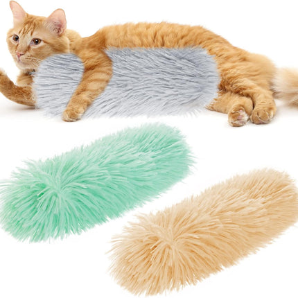 3pcs Cat Toys Cat Pillows, Catnip Toys Interactive Cat Kicker Toy Soft and Durable Plush Fabric Kick Sticks Chasing Chewing Filled Chew for Puppy Kitty Exercise (Gray, Beige, Grass Green)