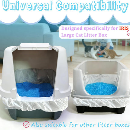 Large Cat Litter Liners, Jumbo Drawstring Leakproof Bags for IRIS Cat Litter Boxes, Heavy Duty 2 MIL Tear-Resistant Extra Durable Disposable Bags for Most Cat Litter Pans, 42“ x 20”, 16PCS