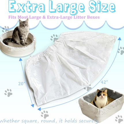 Large Cat Litter Liners, Jumbo Drawstring Leakproof Bags for IRIS Cat Litter Boxes, Heavy Duty 2 MIL Tear-Resistant Extra Durable Disposable Bags for Most Cat Litter Pans, 42“ x 20”, 16PCS