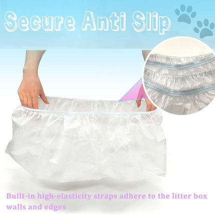 Large Cat Litter Liners, Jumbo Drawstring Leakproof Bags for IRIS Cat Litter Boxes, Heavy Duty 2 MIL Tear-Resistant Extra Durable Disposable Bags for Most Cat Litter Pans, 42“ x 20”, 16PCS