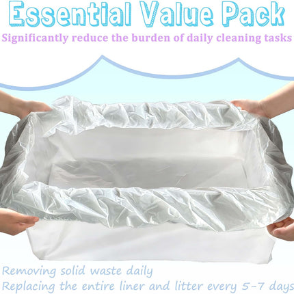Large Cat Litter Liners, Jumbo Drawstring Leakproof Bags for IRIS Cat Litter Boxes, Heavy Duty 2 MIL Tear-Resistant Extra Durable Disposable Bags for Most Cat Litter Pans, 42“ x 20”, 16PCS