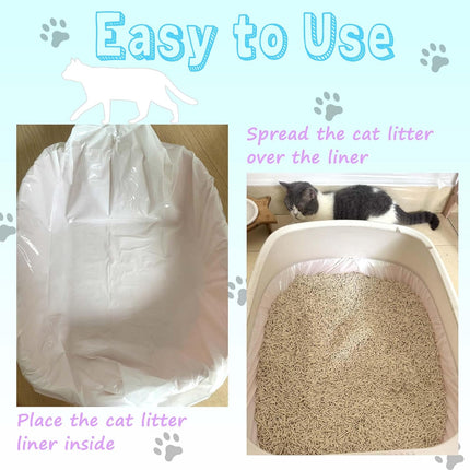 Large Cat Litter Liners, Jumbo Drawstring Leakproof Bags for IRIS Cat Litter Boxes, Heavy Duty 2 MIL Tear-Resistant Extra Durable Disposable Bags for Most Cat Litter Pans, 42“ x 20”, 16PCS