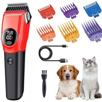 Dog Clipper Low Noise Dog Grooming Kit Rechargeable 3-Speed With LCD Display for Dogs Cats Pets