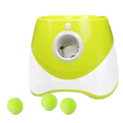 Dog Ball Launcher Thrower Automatic Tennis Fetch Throwing Machine with 3 Balls -Light Green