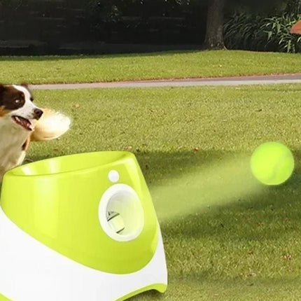 Dog Ball Launcher Thrower Automatic Tennis Fetch Throwing Machine with 3 Balls -Light Green