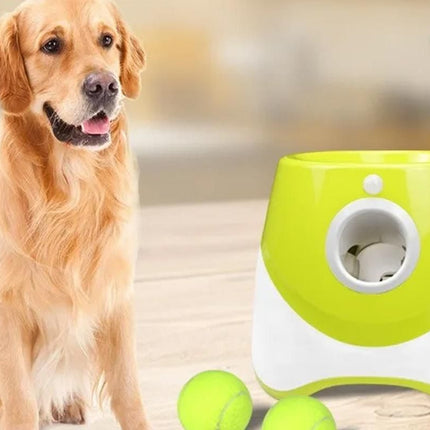Dog Ball Launcher Thrower Automatic Tennis Fetch Throwing Machine with 3 Balls -Light Green
