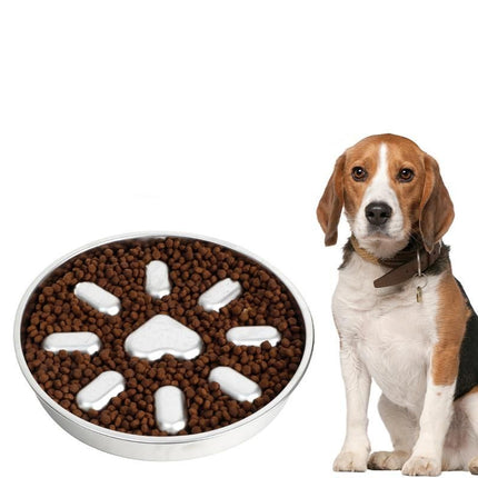 Slow Feeder Dog Bowl Stainless Steel Non Slip Puzzle Maze Bowl Slow Down Eating
