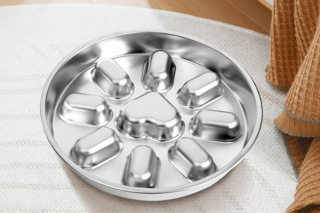 Slow Feeder Dog Bowl Stainless Steel Non Slip Puzzle Maze Bowl Slow Down Eating