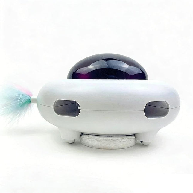 Automatic Electric Cat Toy with Feather Wand USB Rechargeable UFO
