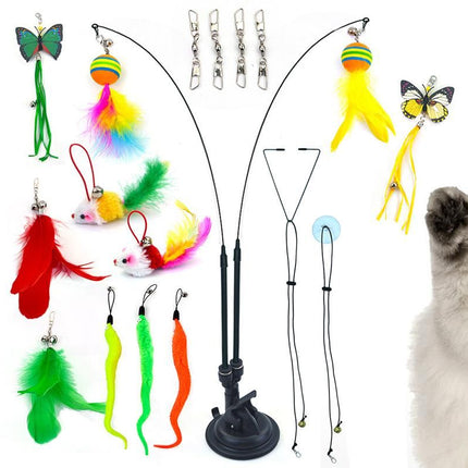 20Pcs Interactive Cat Wand Toys with Feather Replacements for Cats Play and Exercise